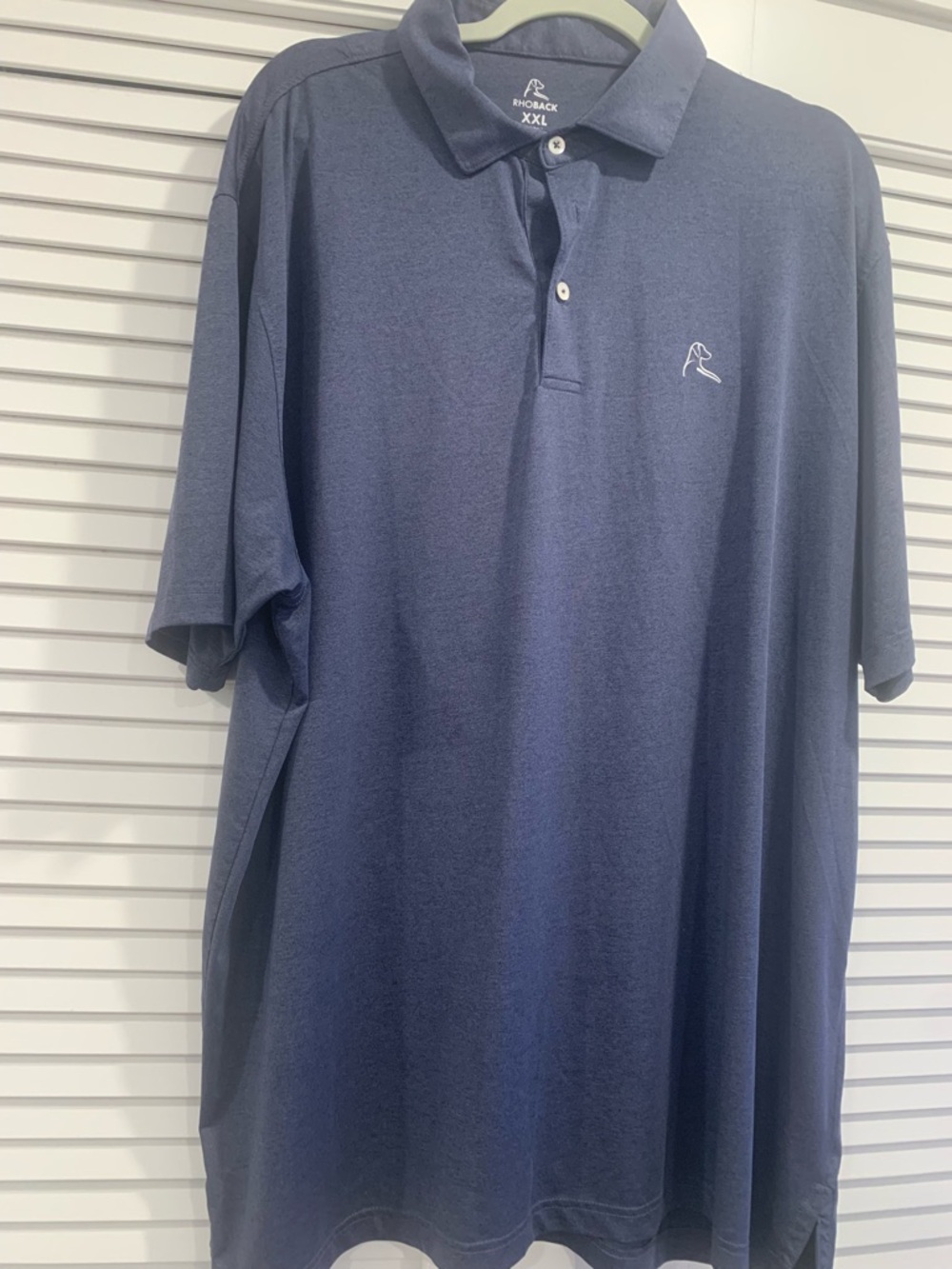 Mens RHOBACK Heathered Blue polo golf T-shirt size XXL casual summer preppy
